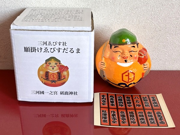 購入した願掛けえびすだるまと箱