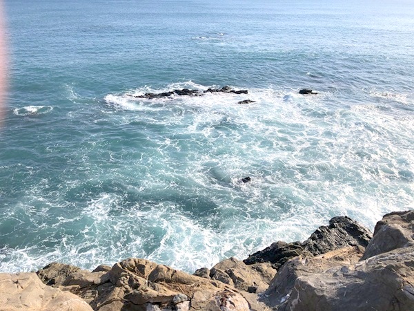桂浜の龍王岬から見下ろす綺麗な波